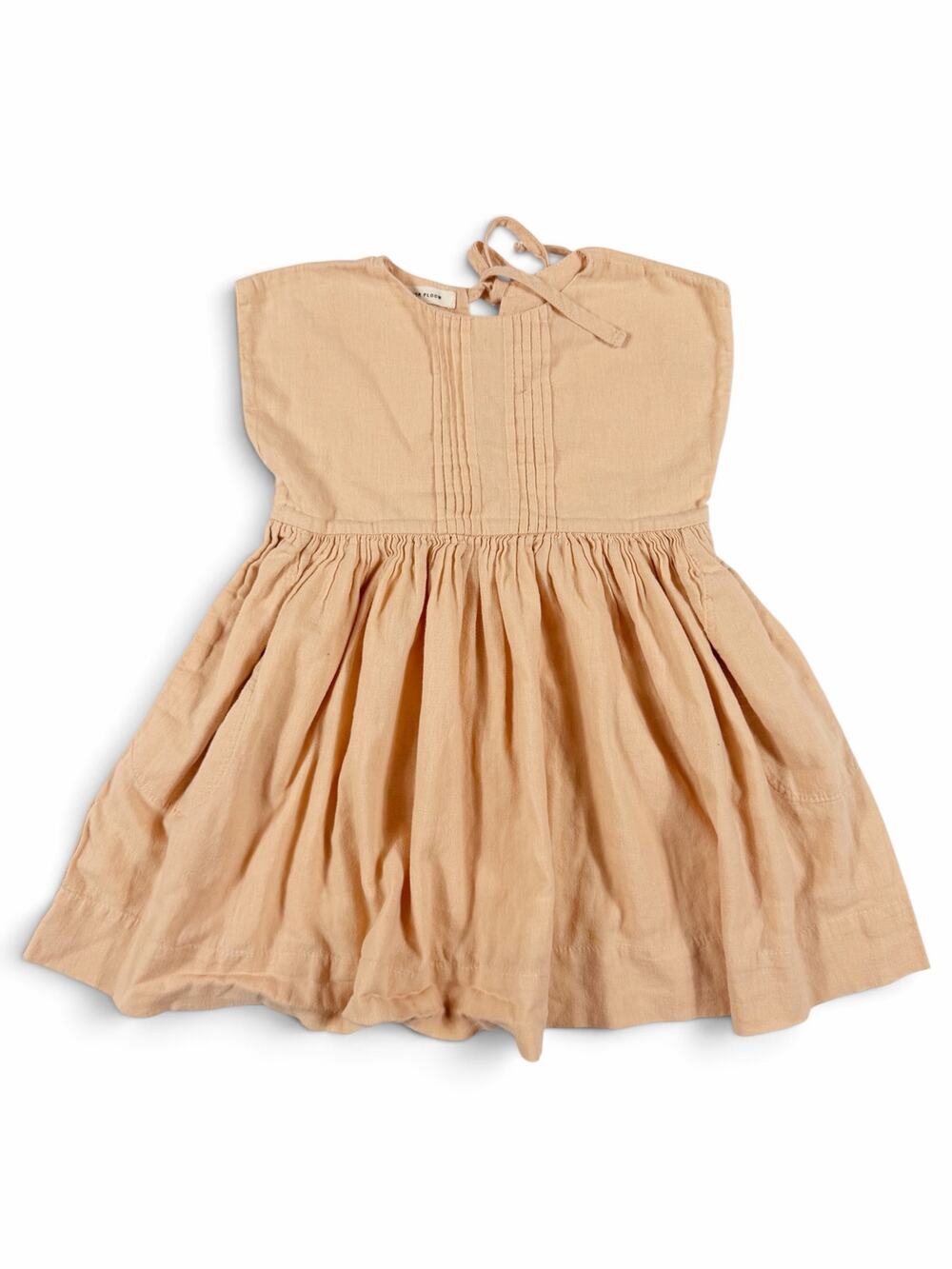 Soor Ploom Cotton Pintuck Tie Back Dress Peach 2-3 Years